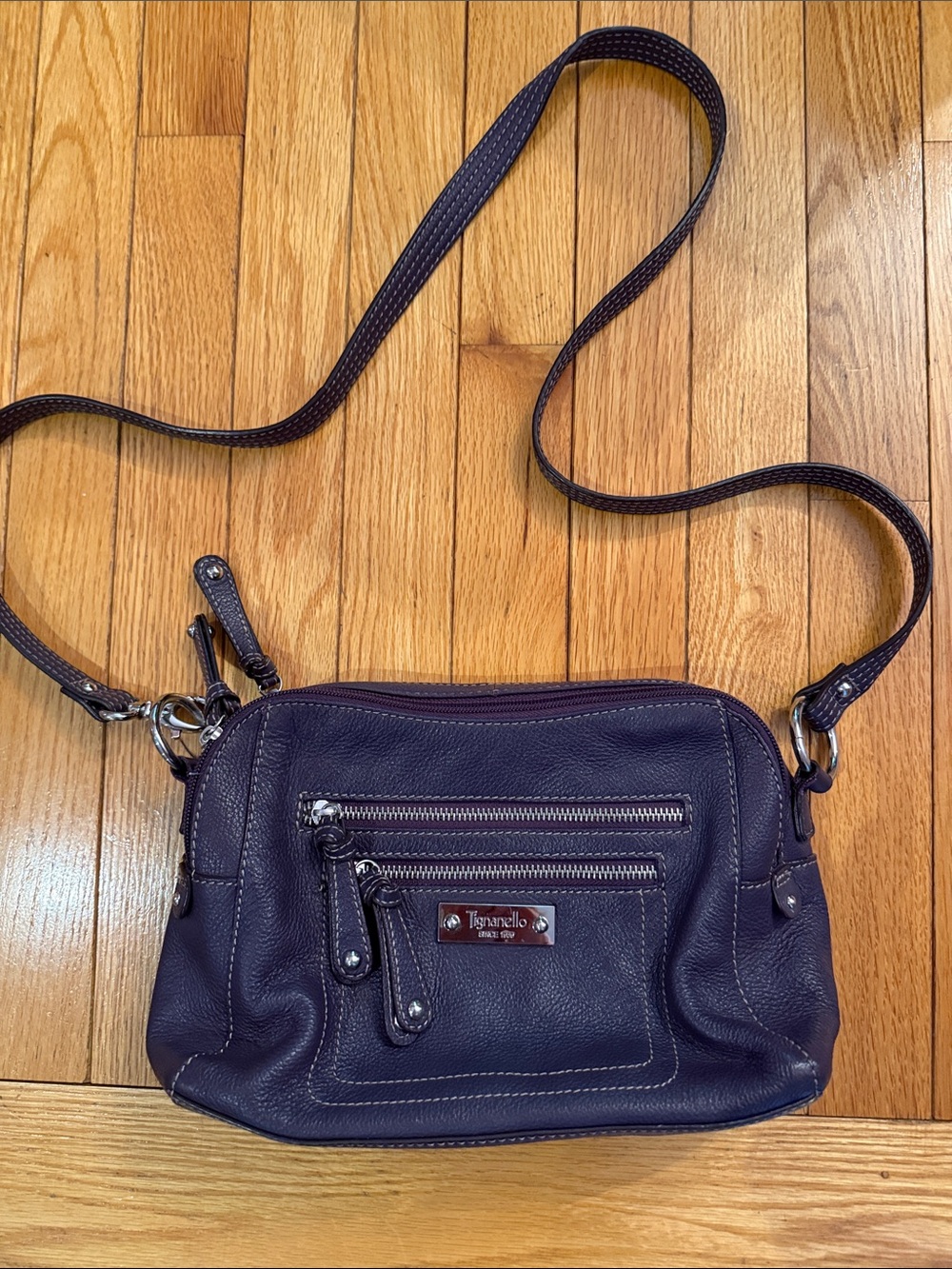 Tignanello Deep Purple Leather Crossbody Bag